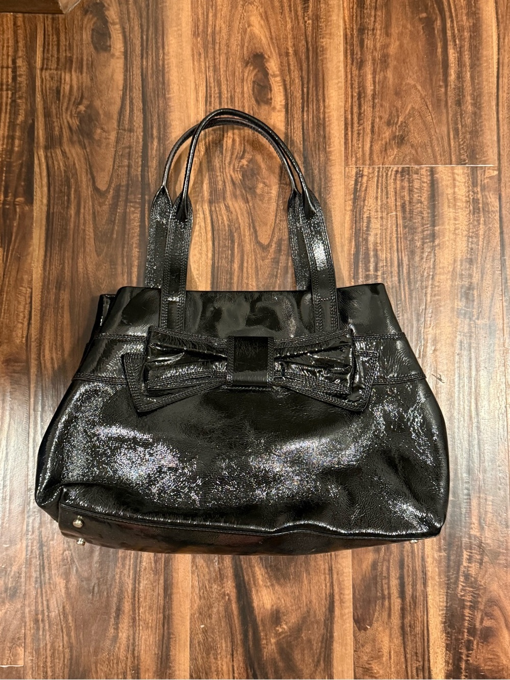 Kate Spade Black Patent Bow-Accent Tote Bag